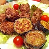 カロリーカット！茄子とピーマンの糸コン入り肉詰め